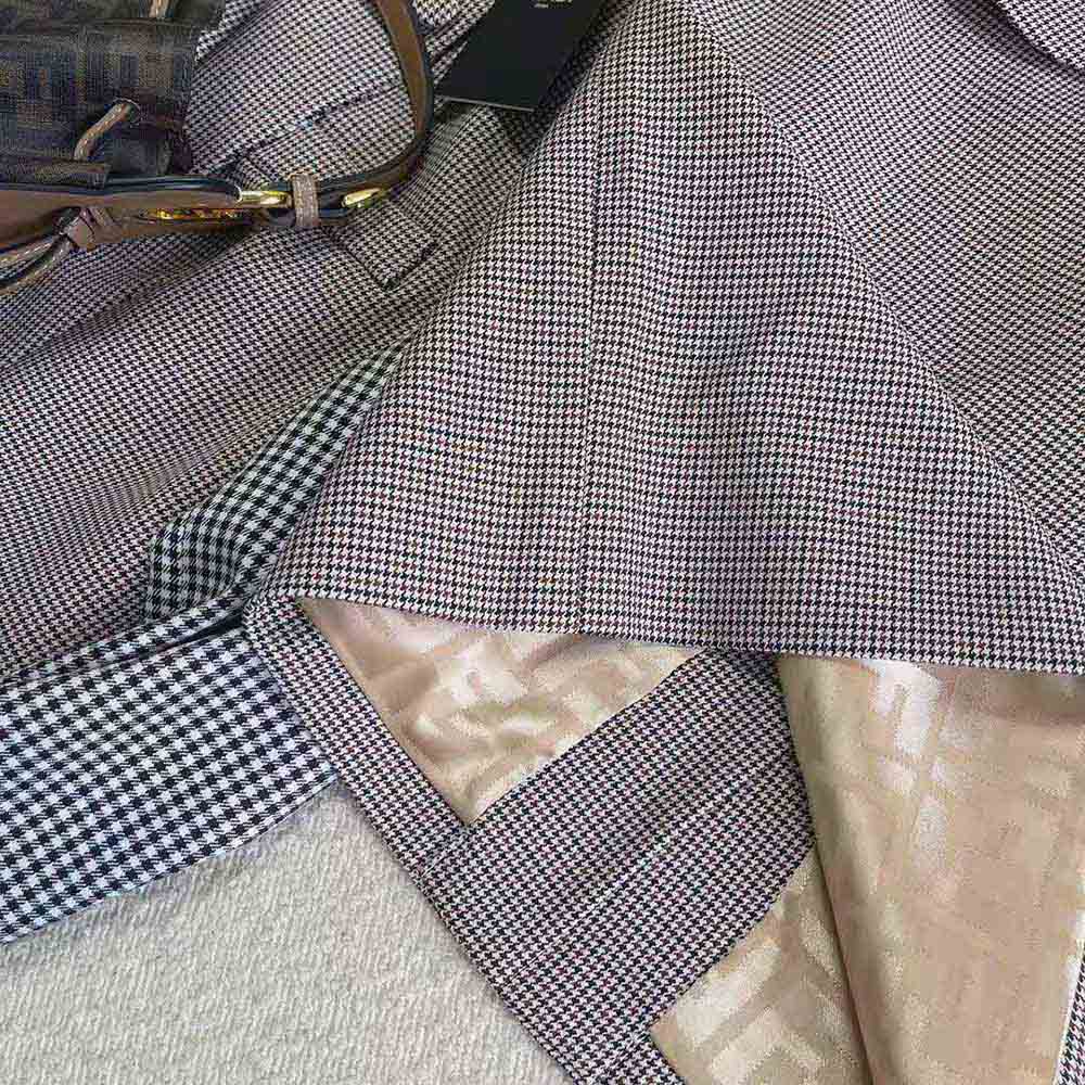 Fendi Women Beige Houndstooth Wool Skirt - image 7