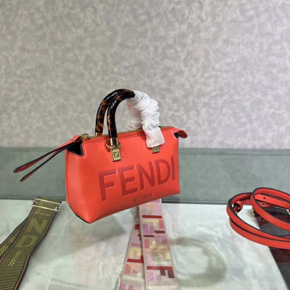 Fendi Women By The Way Mini Red Leather Small Boston Bag - image 5