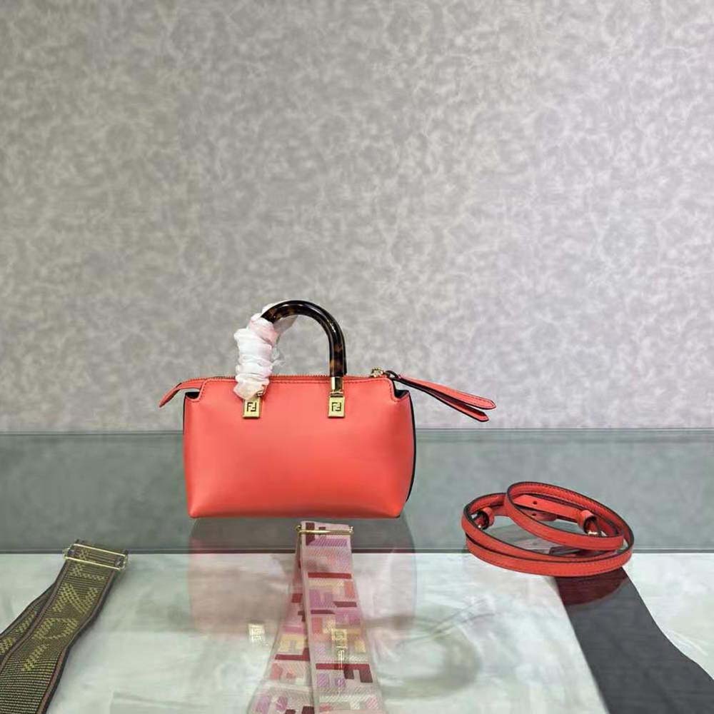 Fendi Women By The Way Mini Red Leather Small Boston Bag - image 4