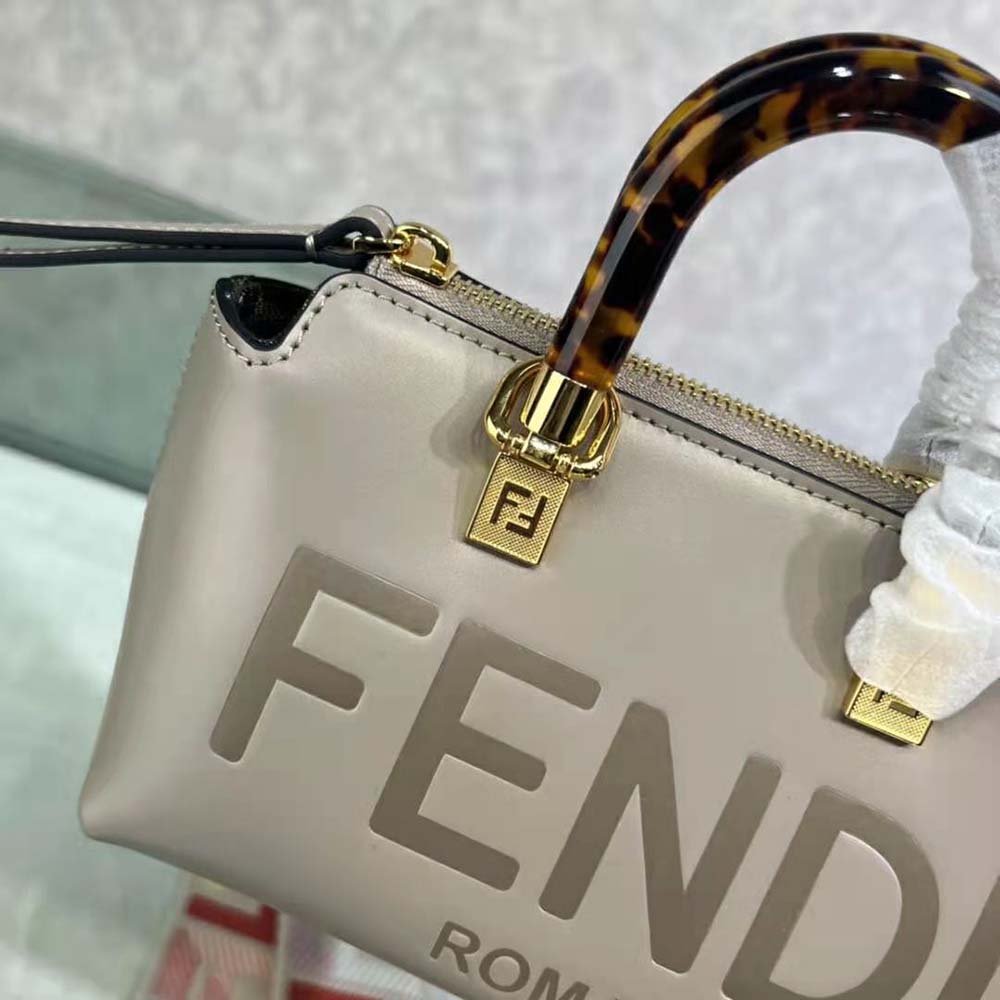 Fendi Women By The Way Mini Small Boston Bag in Dove Gray Leather - image 7
