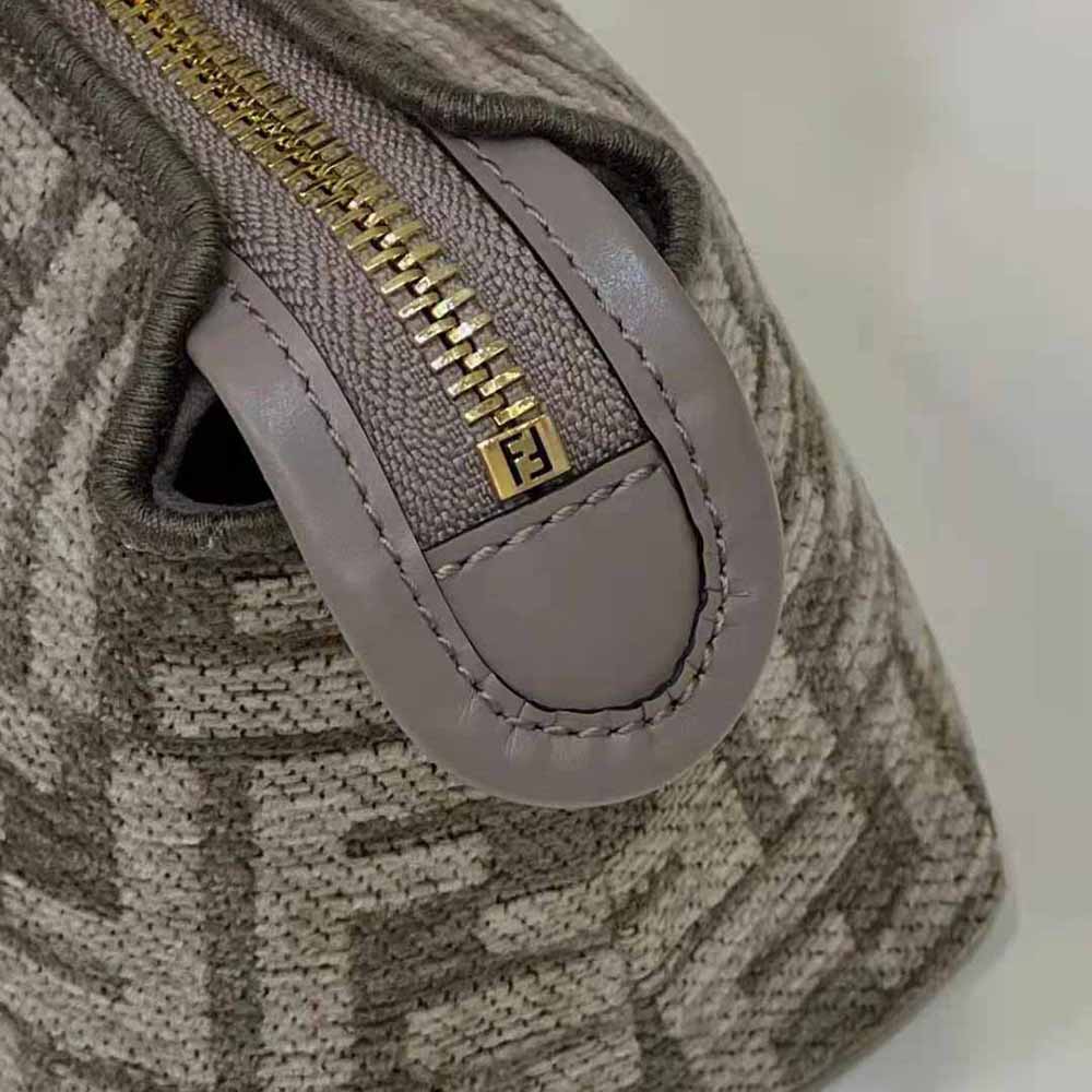 Fendi Women By The Way Mini Small Boston Bag in Dove Gray Tapestry Fabric - image 8