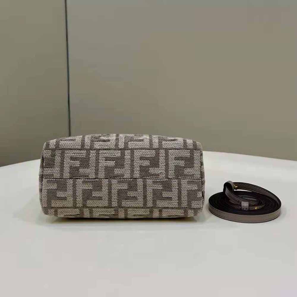 Fendi Women By The Way Mini Small Boston Bag in Dove Gray Tapestry Fabric - image 4