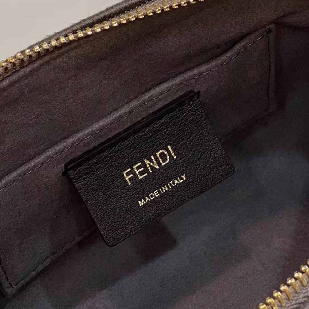 Fendi Women By The Way Mini Small Boston Bag in Dove Gray Tapestry Fabric - image 9
