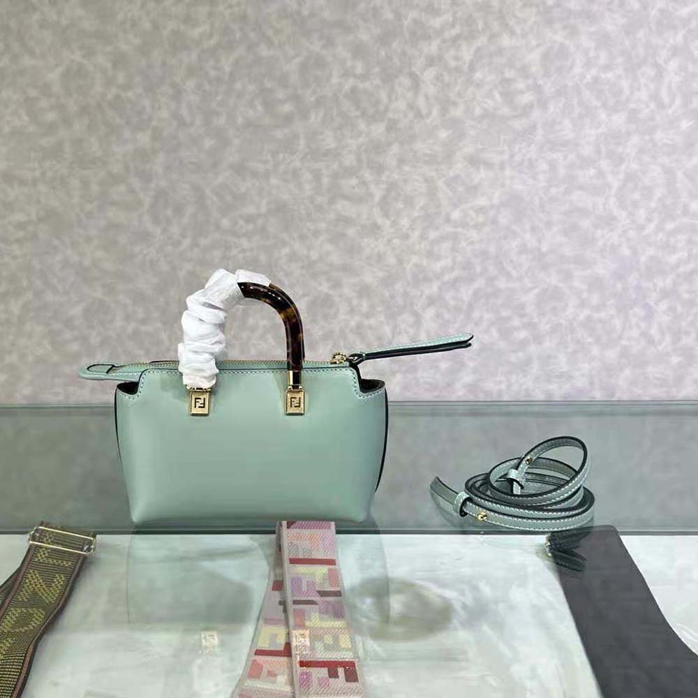 Fendi Women By The Way Mini Small Boston Bag in Mint Green Leather - image 4
