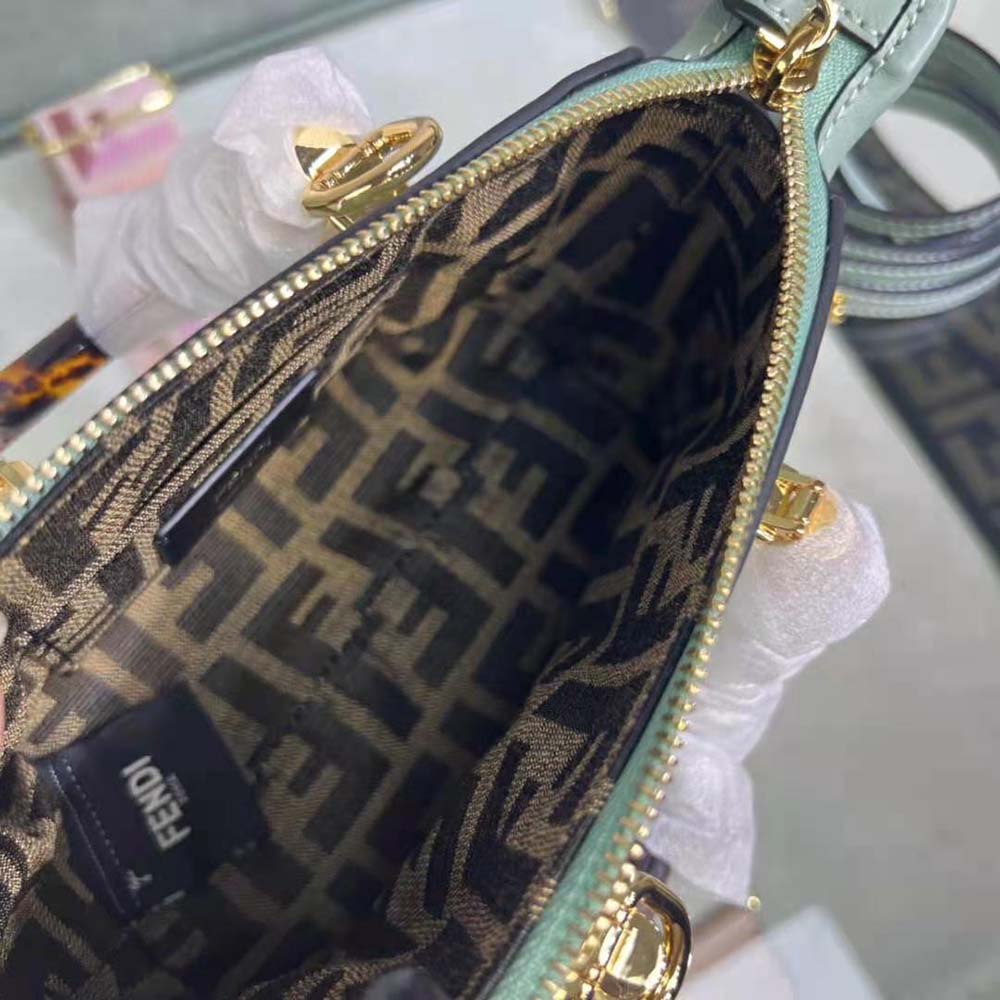 Fendi Women By The Way Mini Small Boston Bag in Mint Green Leather - image 8