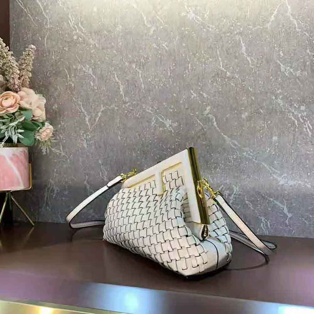 Fendi Women Fendi First Small Beige Braided Leather Bag - image 4
