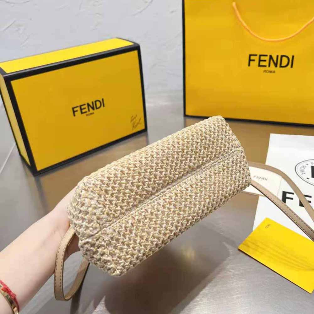 Fendi Women First Small Beige Raffia Macrame Bag - image 6