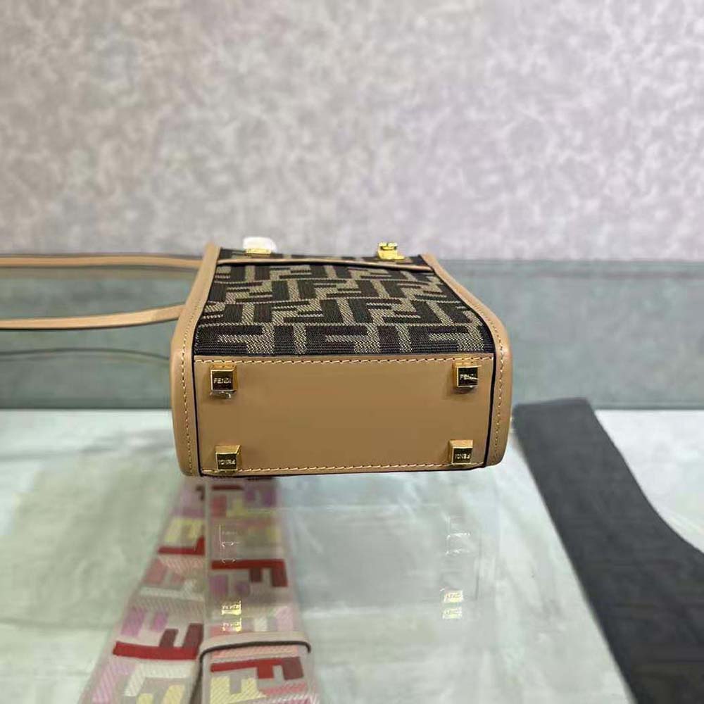 Fendi Women Mini Sunshine Shopper Brown FF Fabric Mini-Bag - image 6