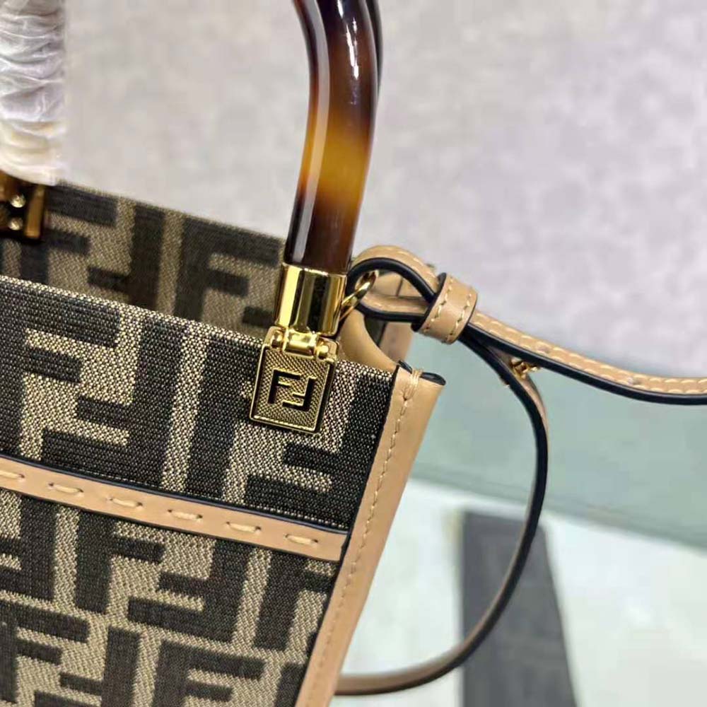 Fendi Women Mini Sunshine Shopper Brown FF Fabric Mini-Bag - image 9