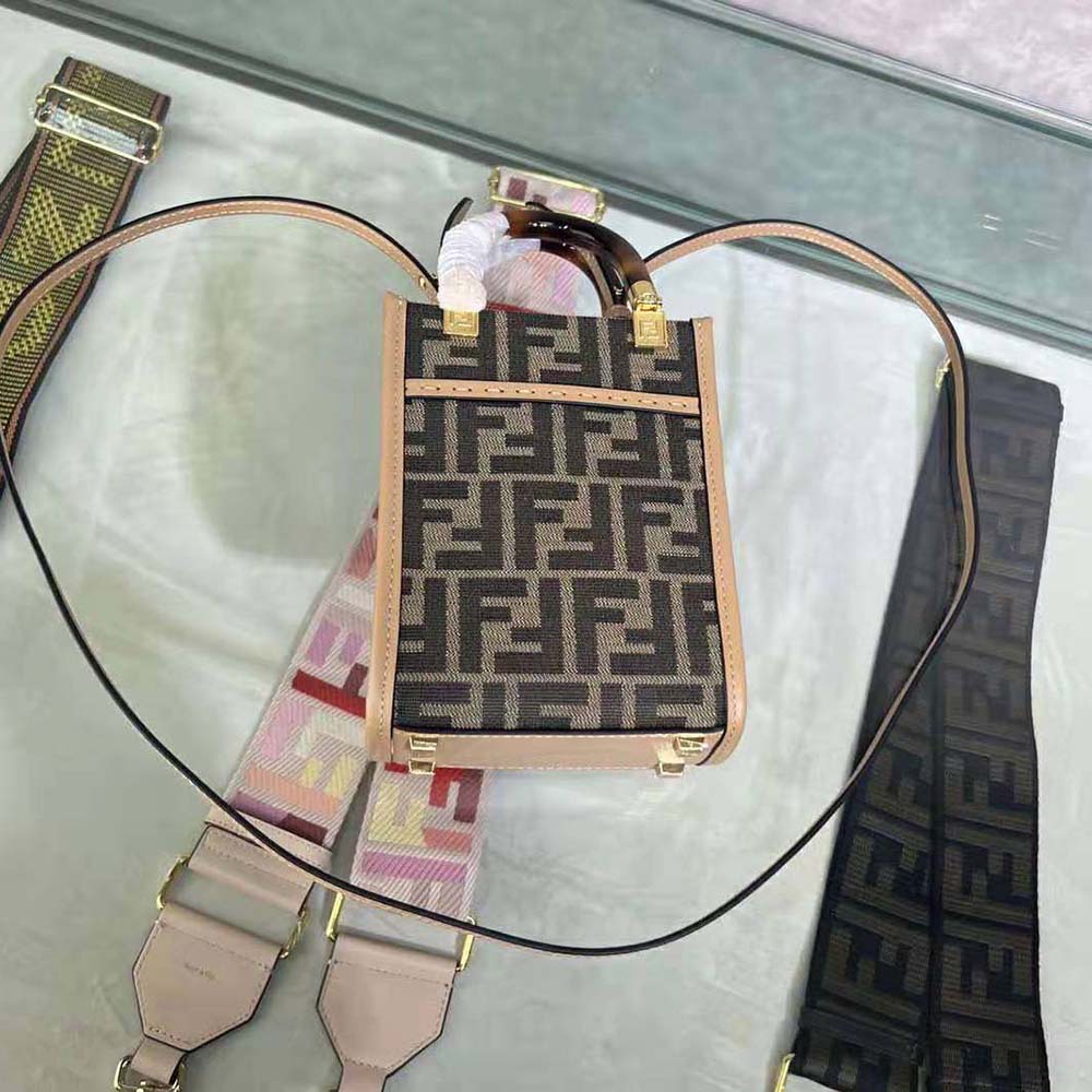 Fendi Women Mini Sunshine Shopper Brown FF Fabric Mini-Bag - image 5