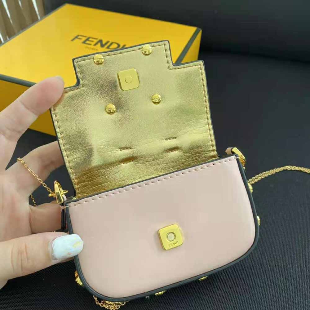 Fendi Women Nano Baguette Charm Fendace Pink Leather Charm - image 8