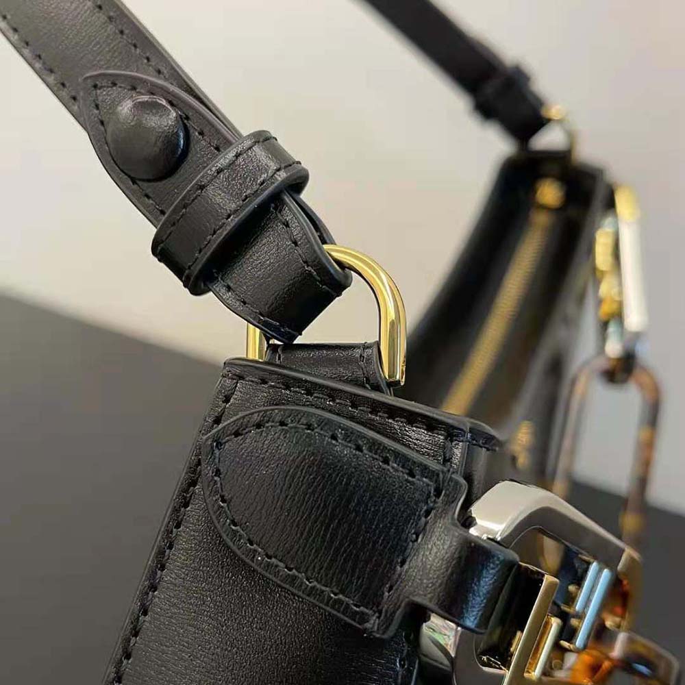 Fendi Women O’Lock Swing Black Leather Pouch - image 6