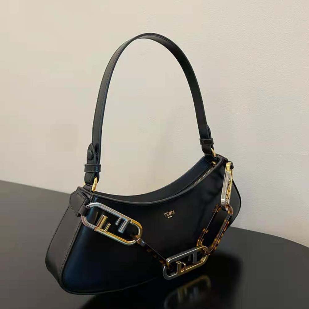 Fendi Women O’Lock Swing Black Leather Pouch - image 4