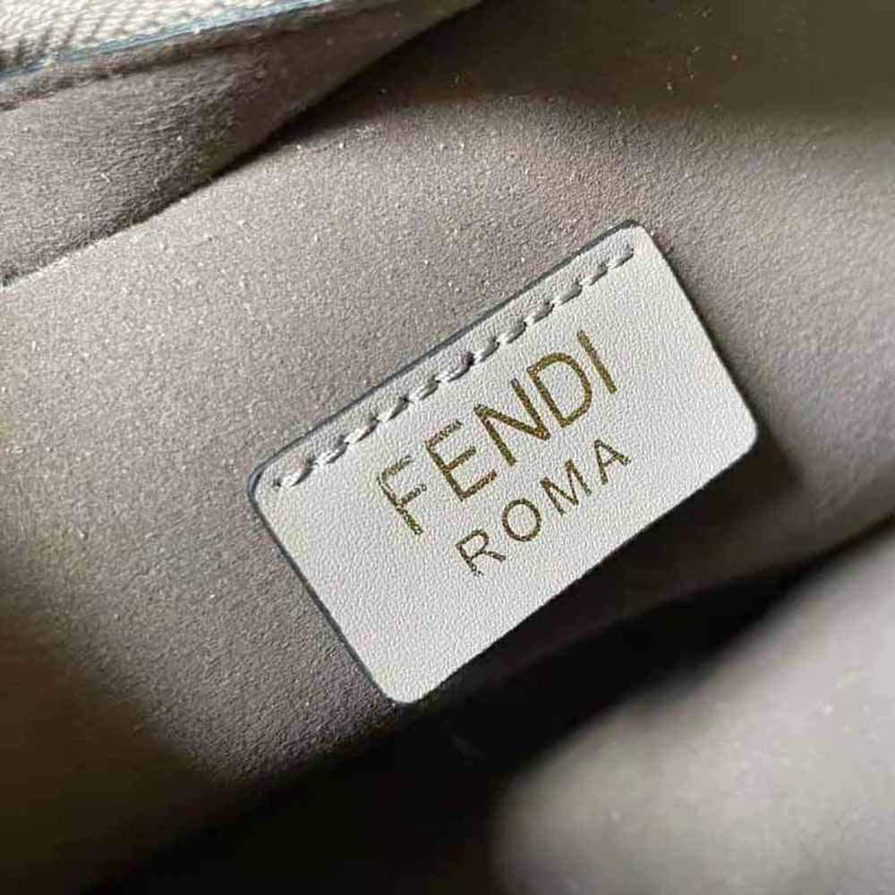 Fendi Women O’Lock Swing Dove Gray Tapestry Fabric Pouch - image 9