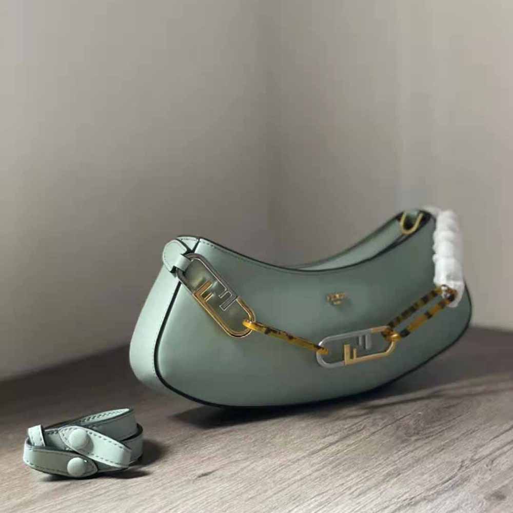 Fendi Women O’Lock Swing Mint Green Leather Pouch - image 4