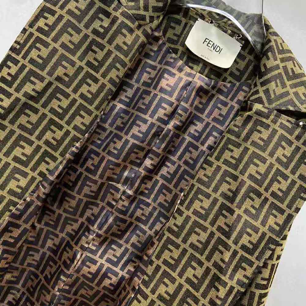 Fendi Women Overcoat Brown Canvas Trench Coat - image 6