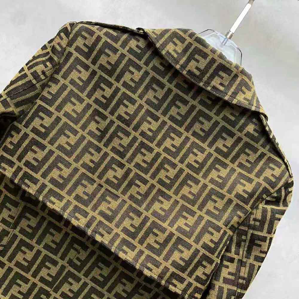 Fendi Women Overcoat Brown Canvas Trench Coat - image 5