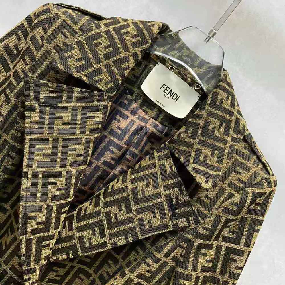 Fendi Women Overcoat Brown Canvas Trench Coat - image 4