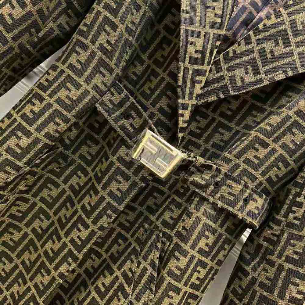 Fendi Women Overcoat Brown Canvas Trench Coat - image 7