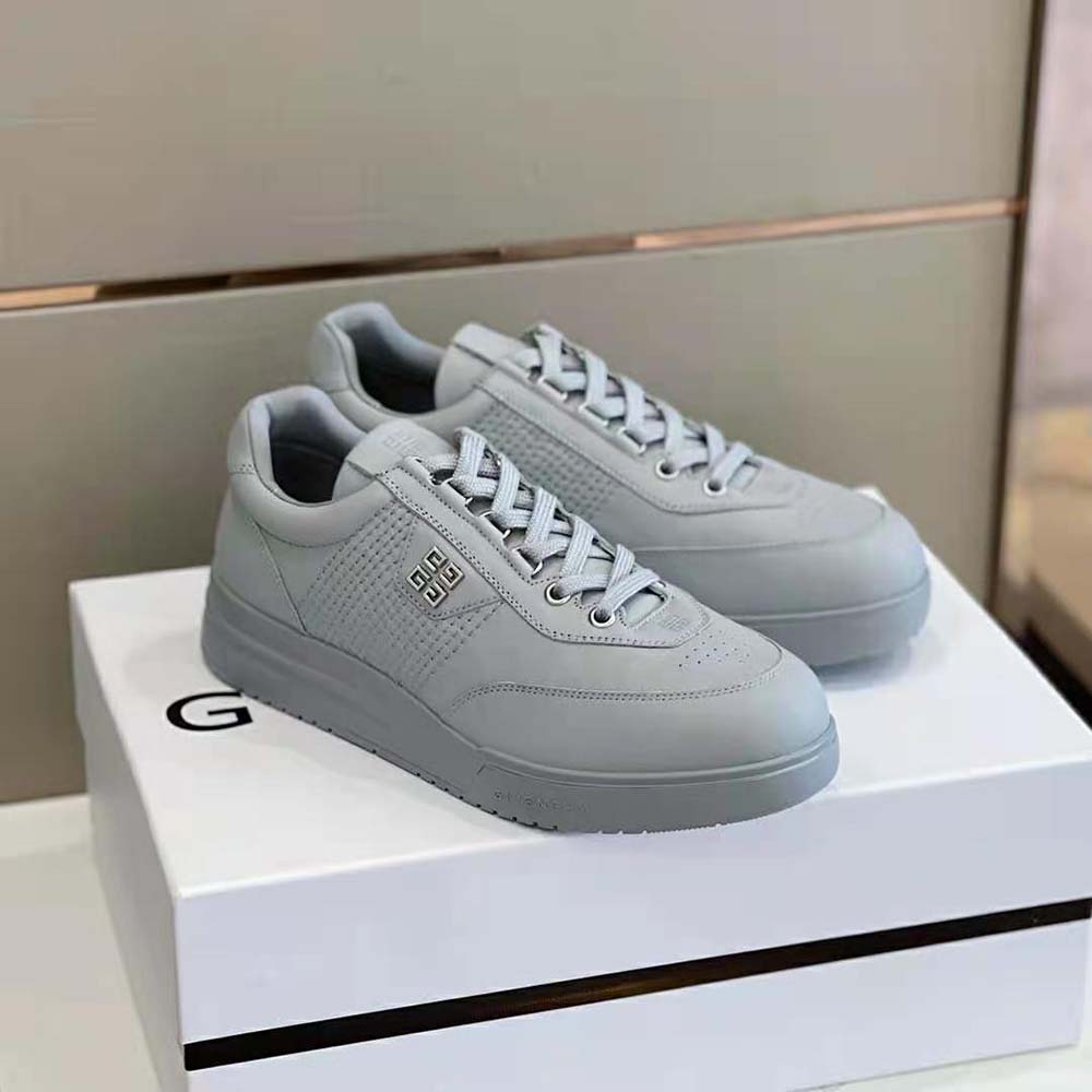 Top-down view showing lace closure on Givenchy Men G4 Sneakers in silver