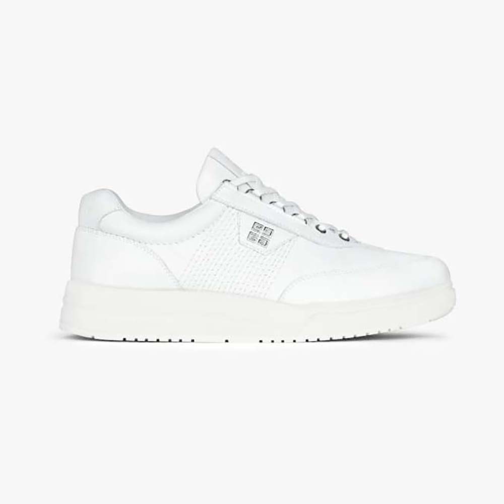 Side profile of Givenchy Men G4 Sneakers in Leather-White showing silhouette