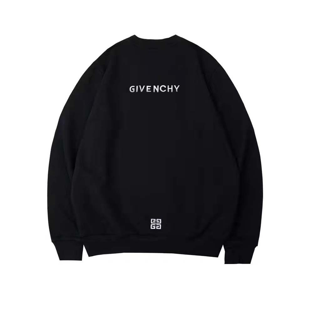 Side angle showing slim fit silhouette of Givenchy 101 Dalmatians sweatshirt