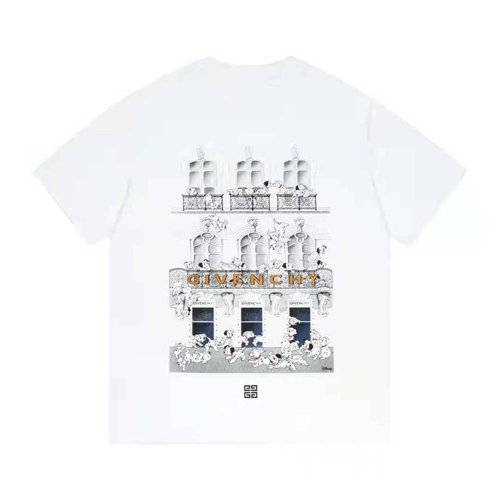 Side view highlighting fit and fabric texture of Givenchy Men 101 Dalmatians T-shirt