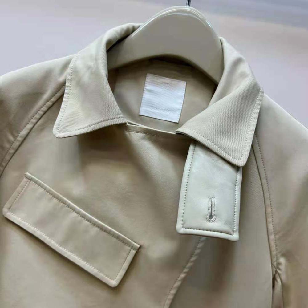 Givenchy Women Short Trench Coat in Cotton Twill with U-Lock Buckle – Light Beige - image 5