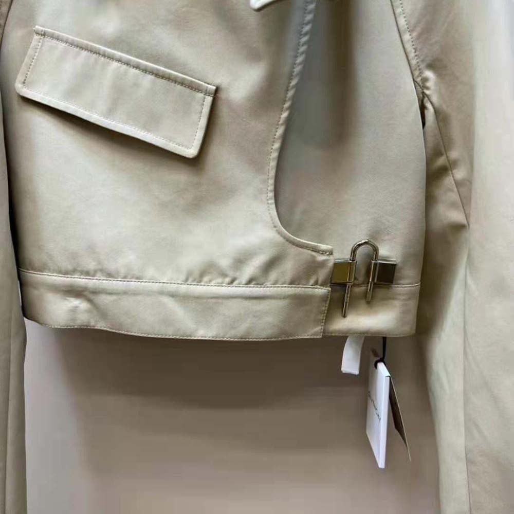 Givenchy Women Short Trench Coat in Cotton Twill with U-Lock Buckle – Light Beige - image 7