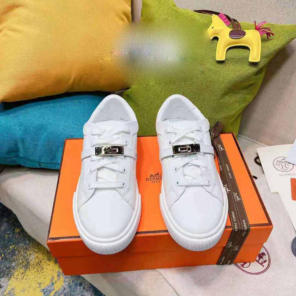 Close-up detail of alligator leather on Hermes Women Day Sneaker