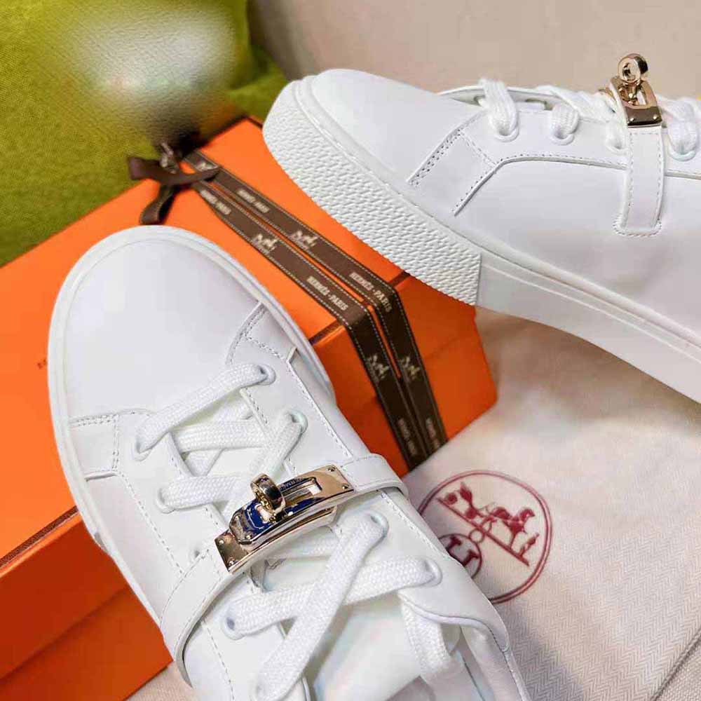Hermes Women Day Sneaker in Calfskin and Matte Mississippiensis Alligator Leather - image 8