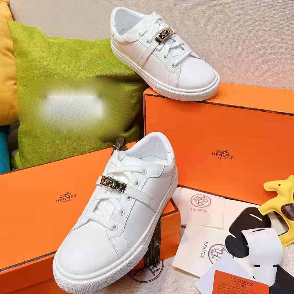 Hermes Women Day Sneaker in Calfskin and Matte Mississippiensis Alligator Leather - image 5