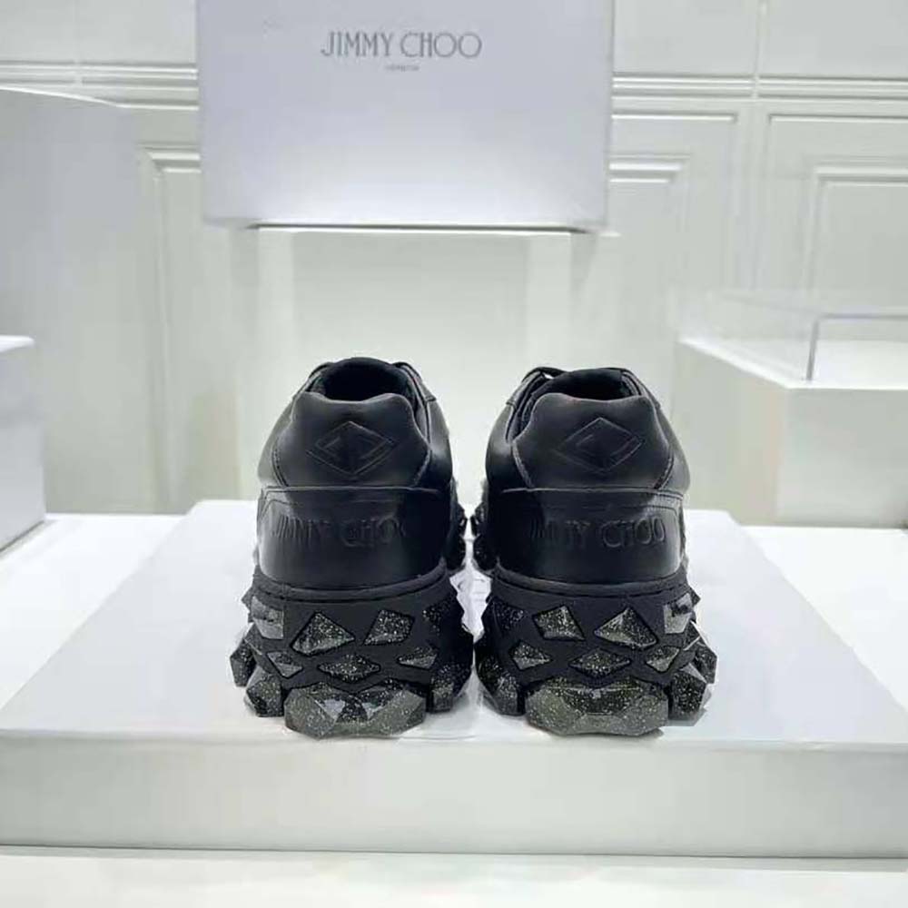 Jimmy Choo Women Diamond X Strap/F Black Calf Leather Low-Top Trainers with Crystal Strap - image 9