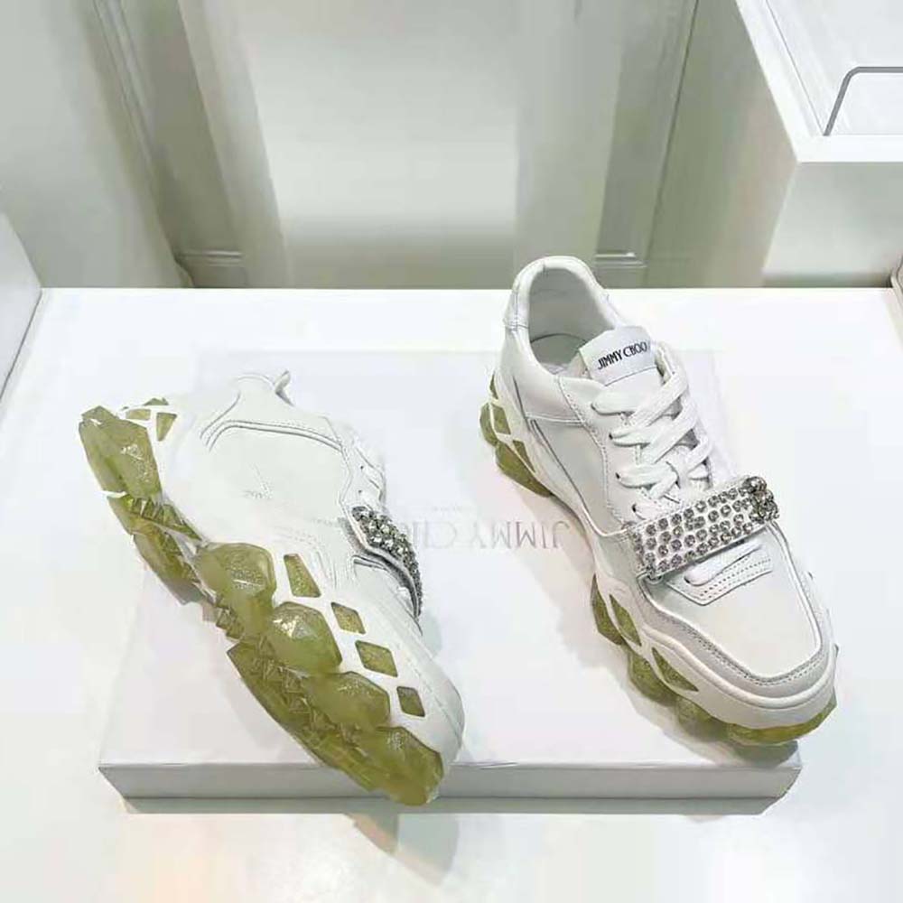 Jimmy Choo Women Diamond X Strap/F White Calf Leather Low Top Trainers with Crystal Strap - image 5