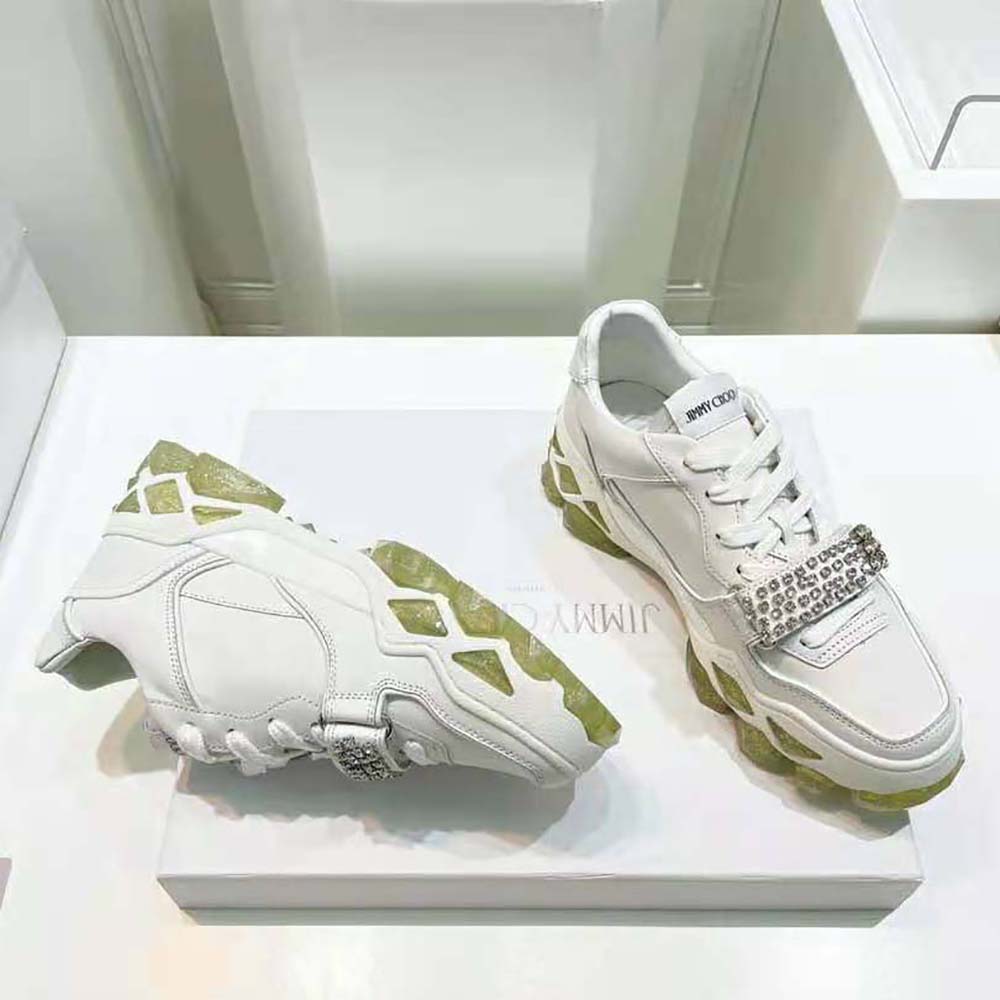 Jimmy Choo Women Diamond X Strap/F White Calf Leather Low Top Trainers with Crystal Strap - image 6