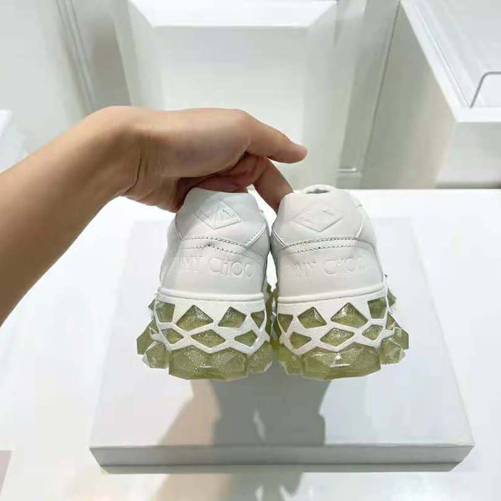 Jimmy Choo Women Diamond X Strap/F White Calf Leather Low Top Trainers with Crystal Strap - image 9