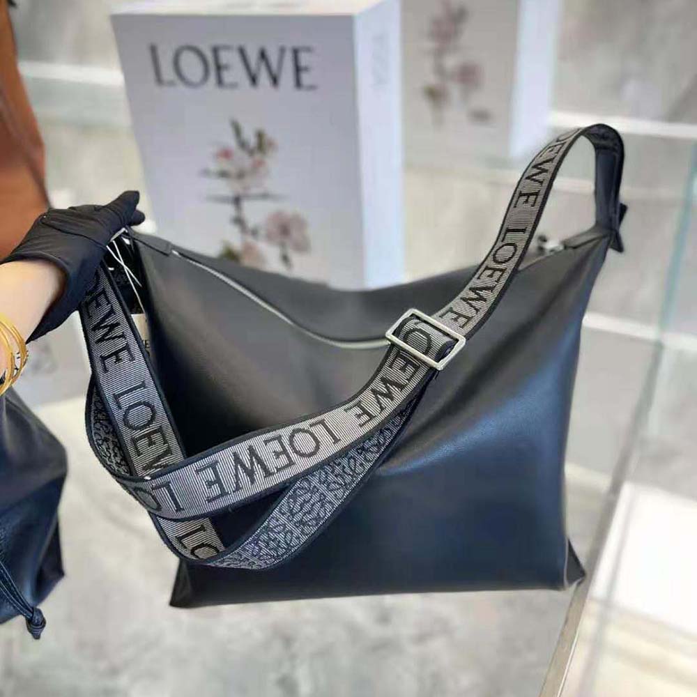 Loewe Women Cubi Crossbody Bag in Supple Smooth Calfskin and Jacquard-Black - image 5