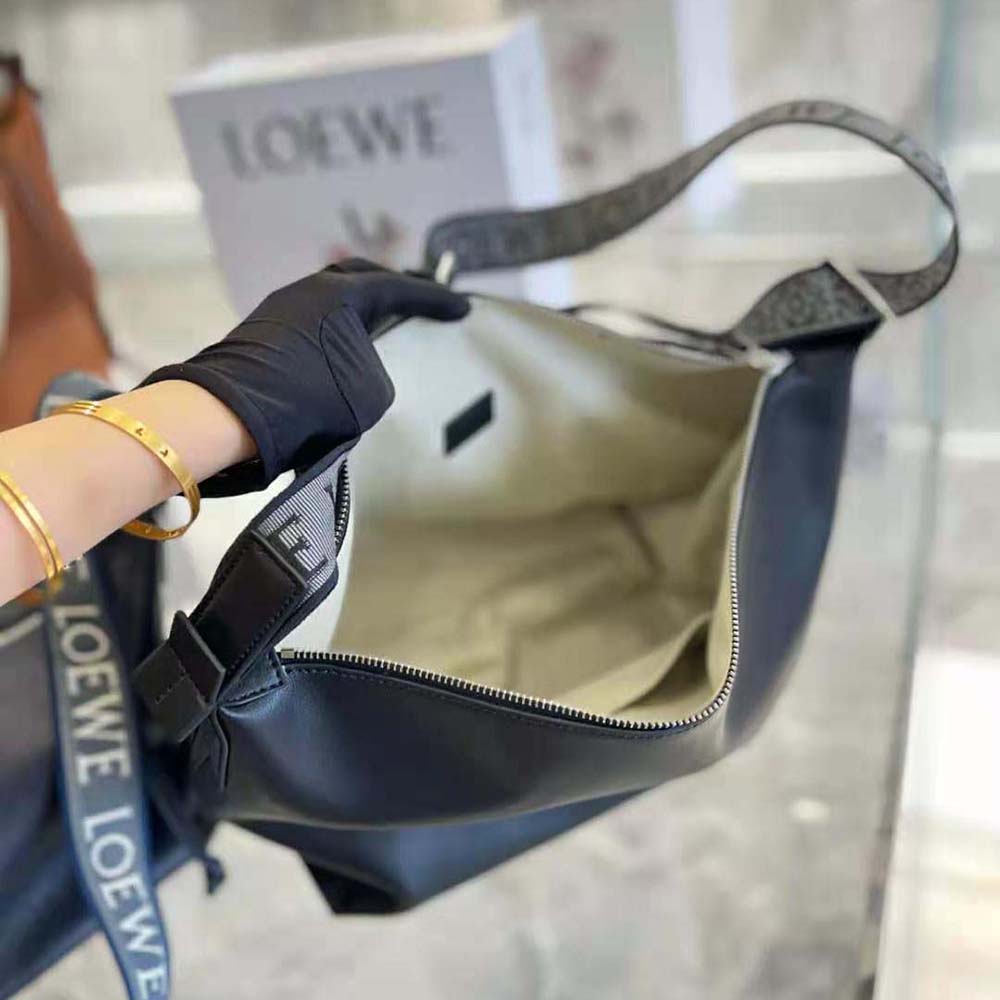 Loewe Women Cubi Crossbody Bag in Supple Smooth Calfskin and Jacquard-Black - image 8
