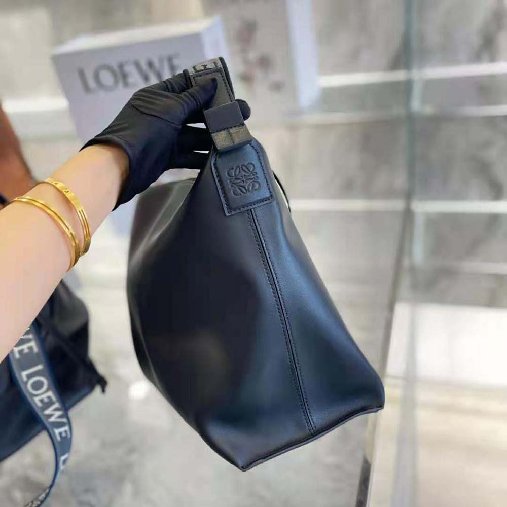 Loewe Women Cubi Crossbody Bag in Supple Smooth Calfskin and Jacquard-Black - image 6