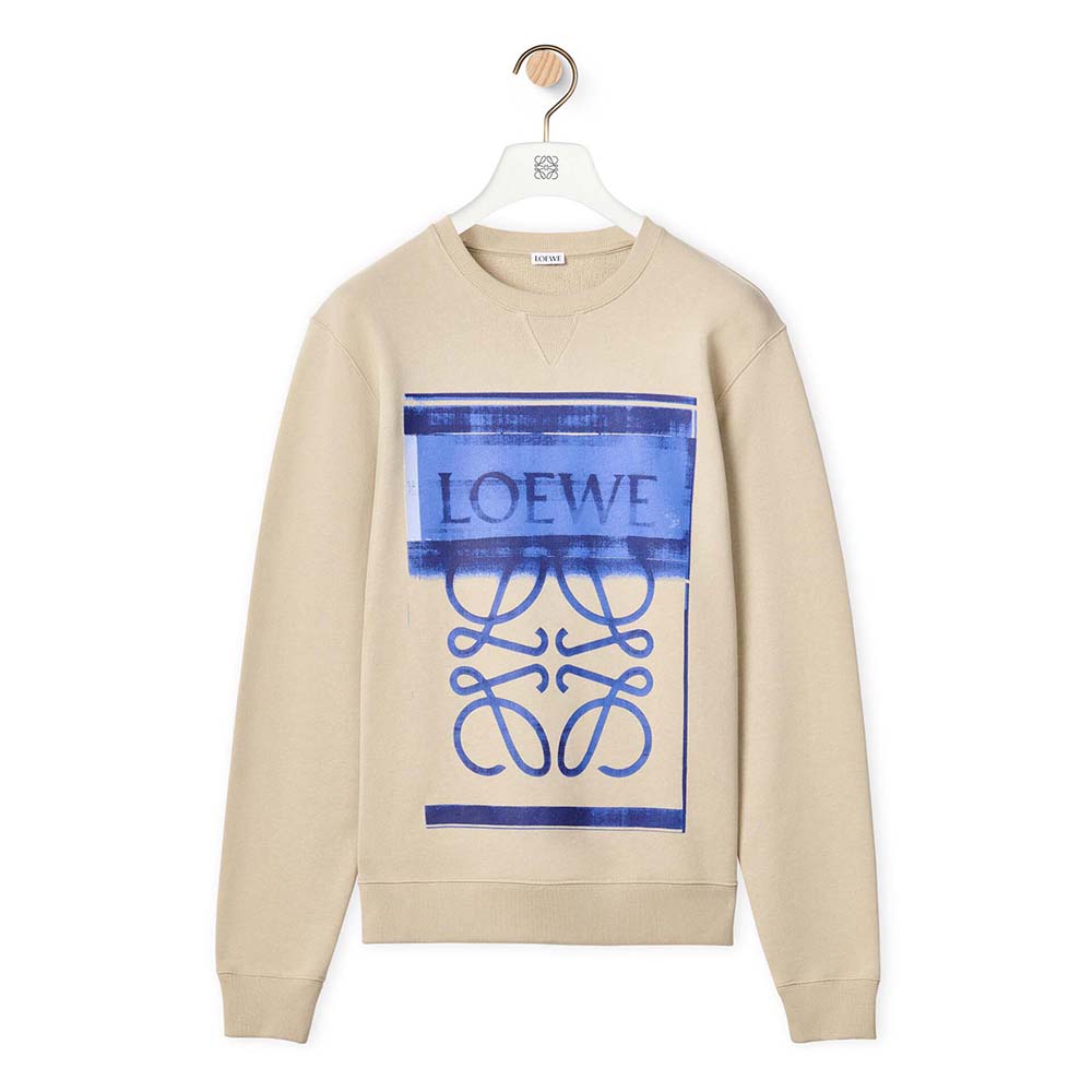 Front view of Loewe Men Photocopy Anagram Sweatshirt in Cotton-Blue