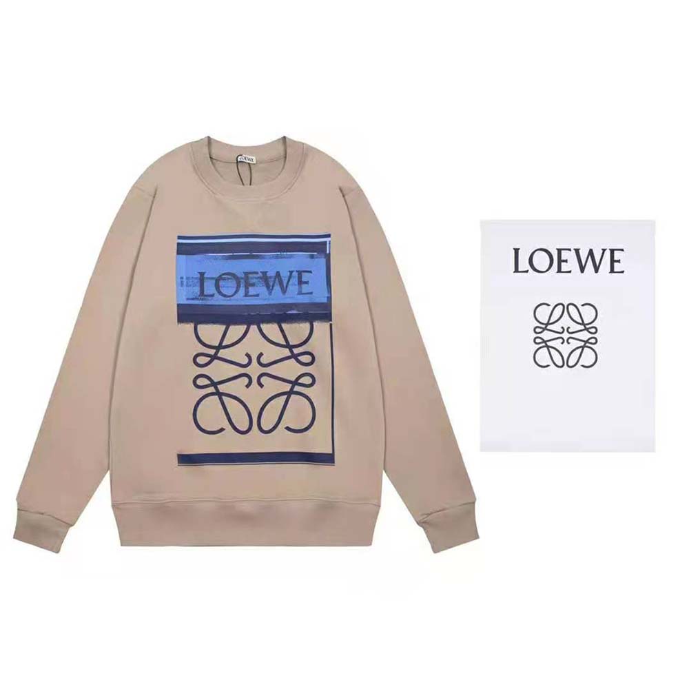 Close-up of Loewe Men Photocopy Anagram Sweatshirt's blue cotton texture and print