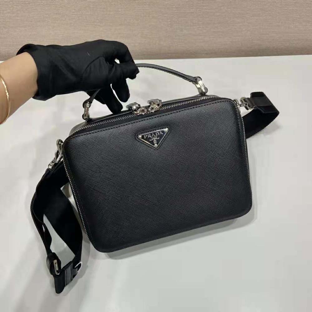 Prada Men Brique Saffiano Leather Bag-Black - image 5