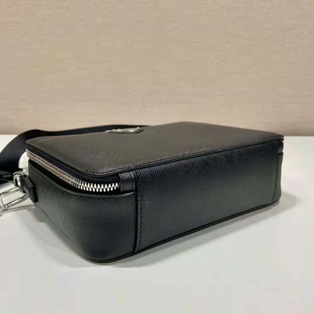 Prada Men Brique Saffiano Leather Bag-Black - image 7
