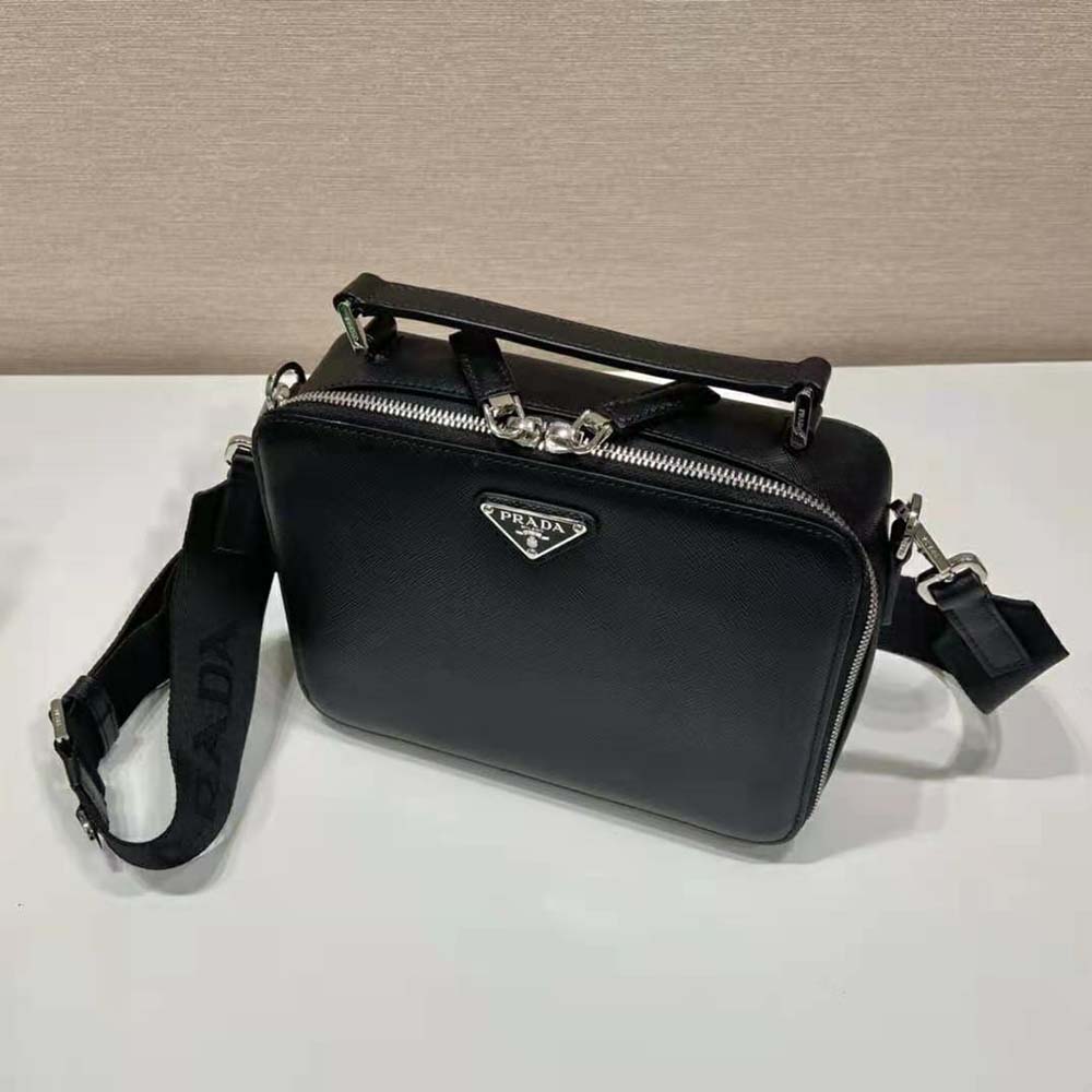 Prada Men Brique Saffiano Leather Bag-Black - image 8