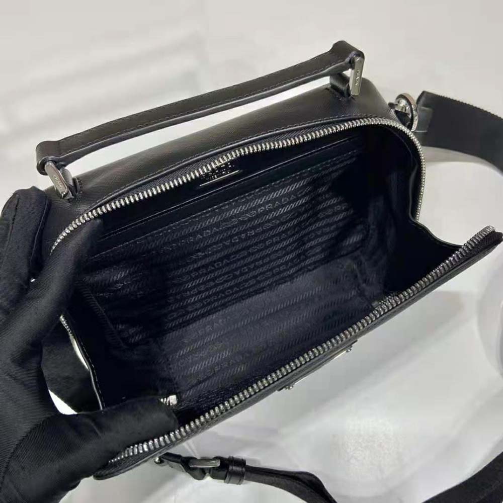Prada Men Brique Saffiano Leather Bag-Black - image 9