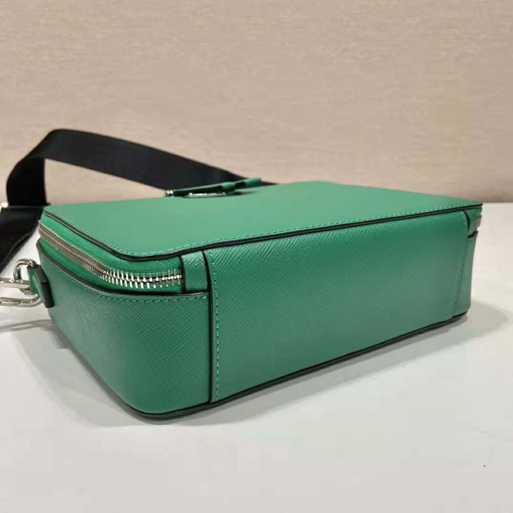 Prada Men Brique Saffiano Leather Bag-Green - image 8