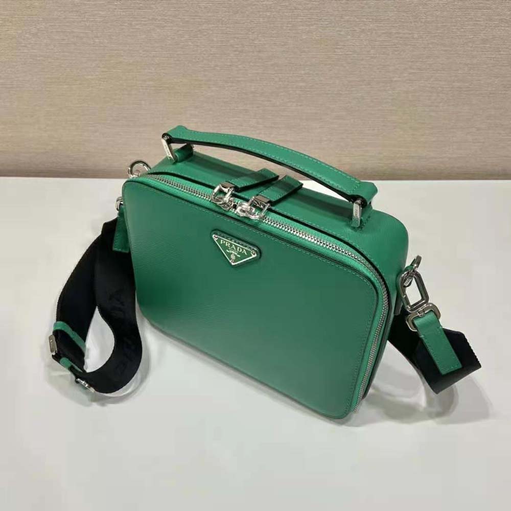 Prada Men Brique Saffiano Leather Bag-Green - image 6