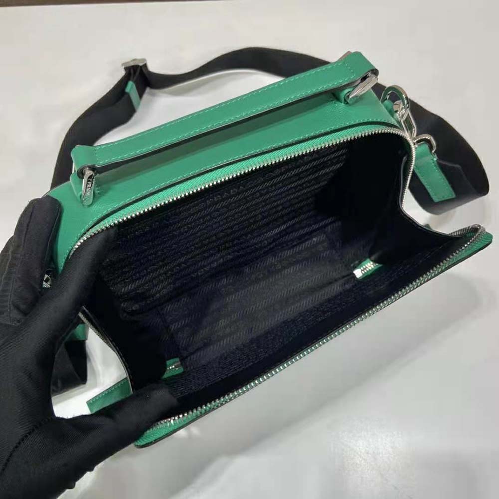 Prada Men Brique Saffiano Leather Bag-Green - image 9