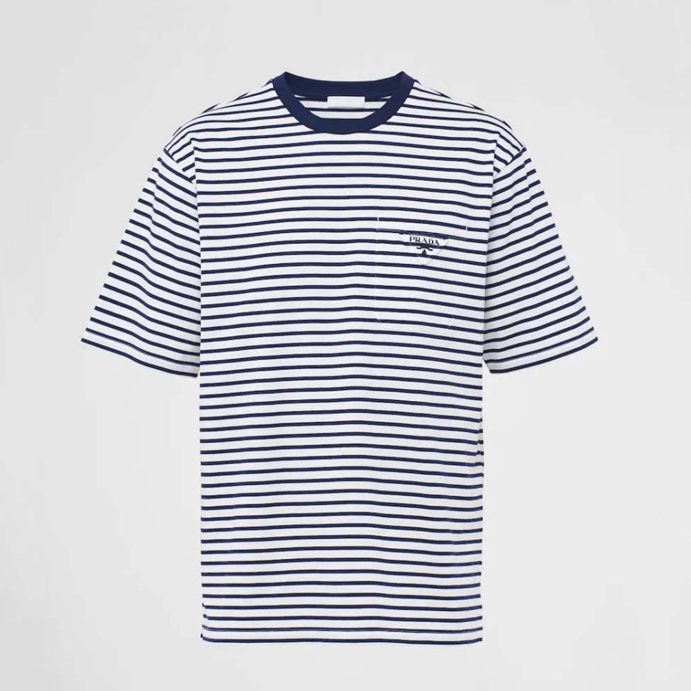 Front view of Prada Women Cotton T-shirt with Overprinted Logo in black