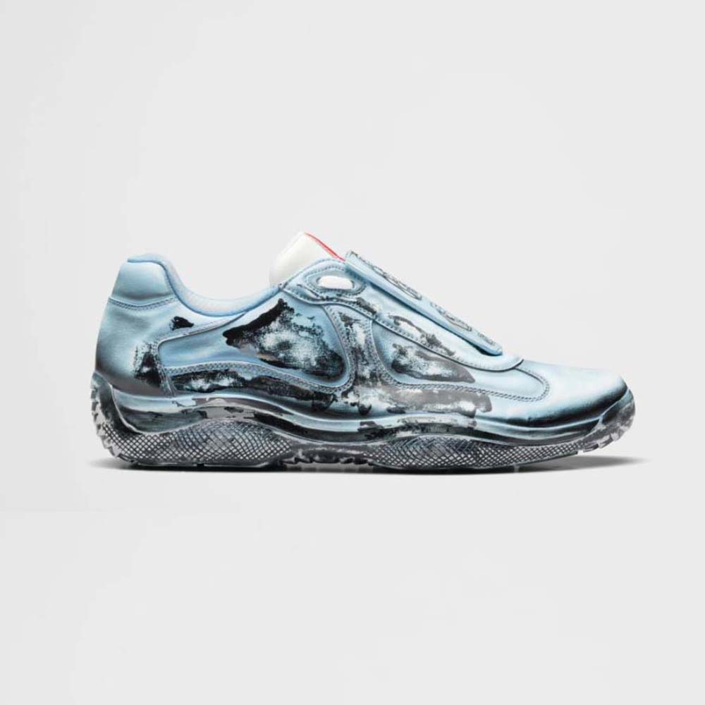 Side view of Prada Unisex Cass x Prada Americas Cup D3cay Sneakers-Blue